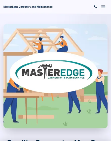 Master Edge Carpentry website on a phone screen